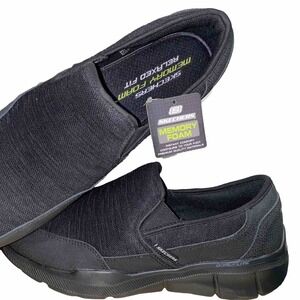 Skechers Equalizer Black Slip On Shoes Hands Free Mens 13 US Memory Foam Walking